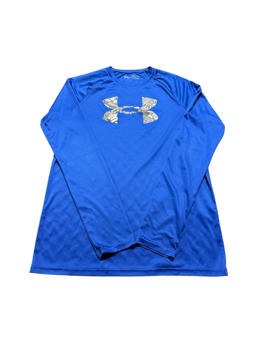 Under Armour HeatGear Blue Long Sleeve Athletic Shirt Youth YXL Loose Fit